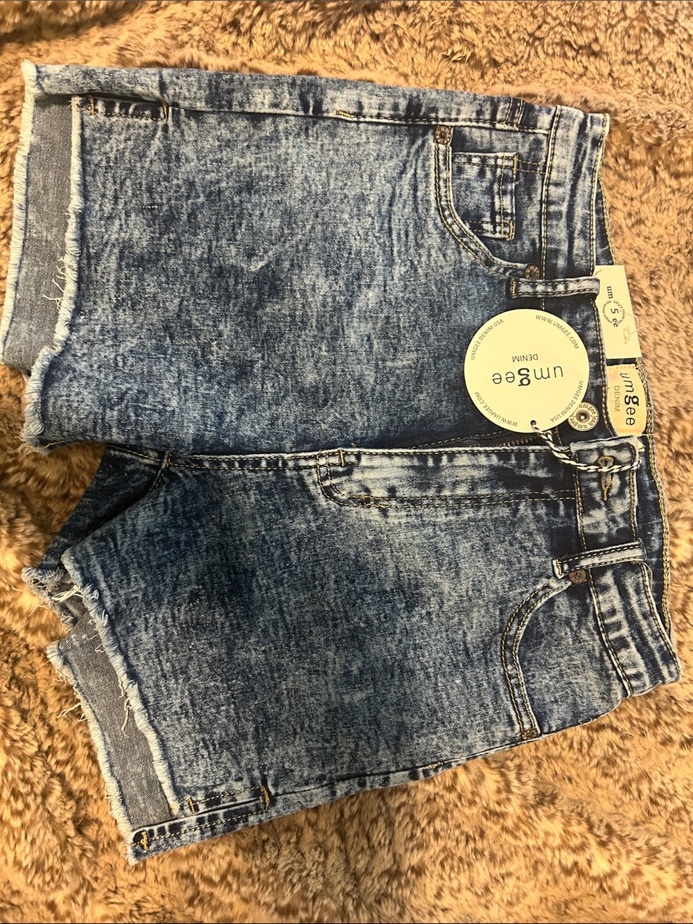 Umgee Washed Denim Cutoff Shorts - Blue
